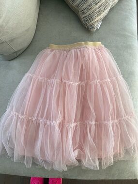art class Pink Layered Tulle Skirt with Gold Waistband
